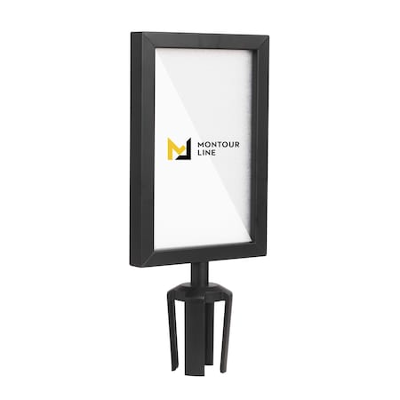 Montour Line Stanchion Post Top Sign Frame 7x11" V BLK Steel, PLS/POR FAVOR ESPERAR HDSF-711-V-BK-PLSWAIT